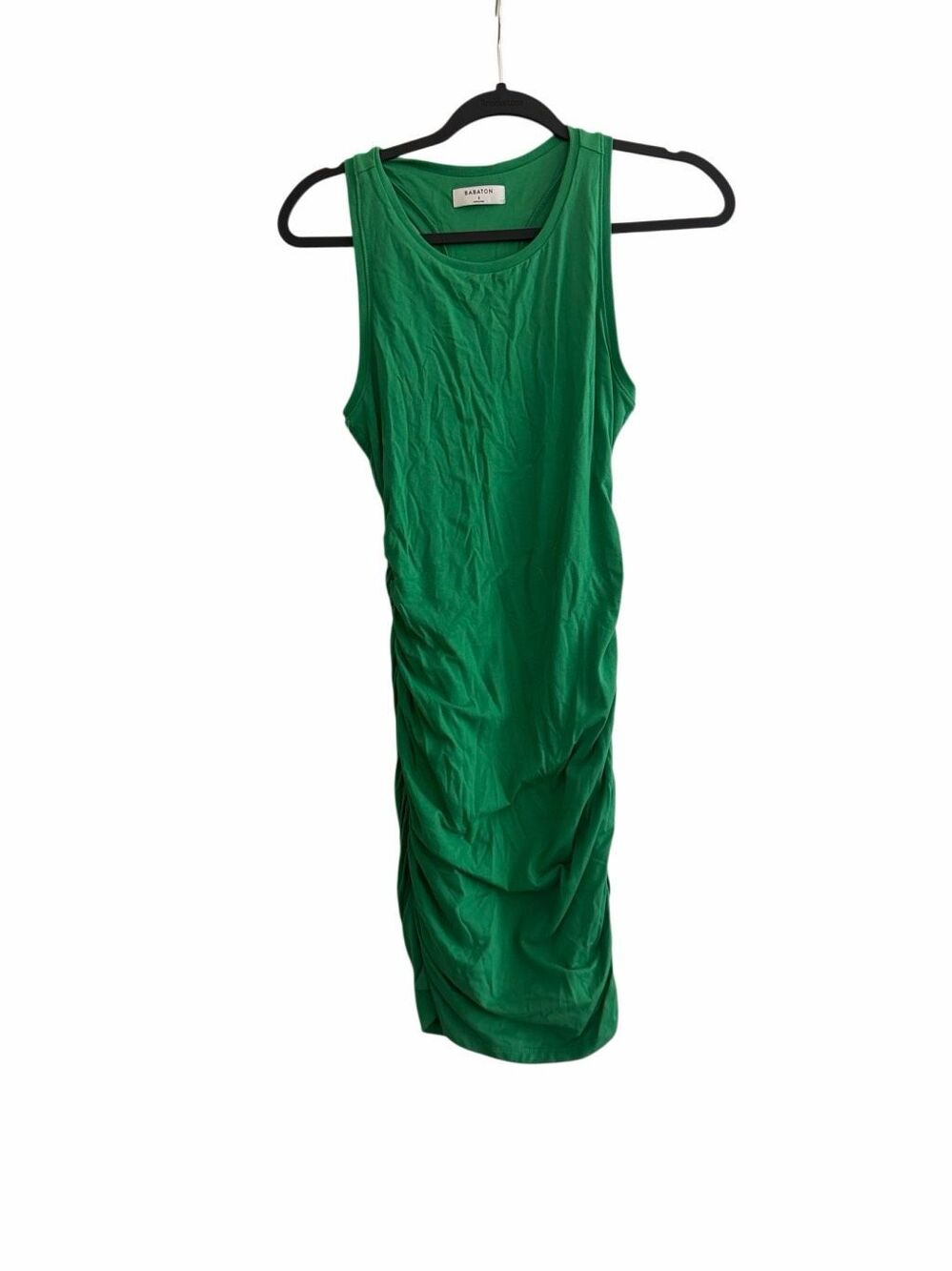 NWT Aritzia Babaton Green Cotton Blend Ruched Sleeveless Bodycon Dress Small